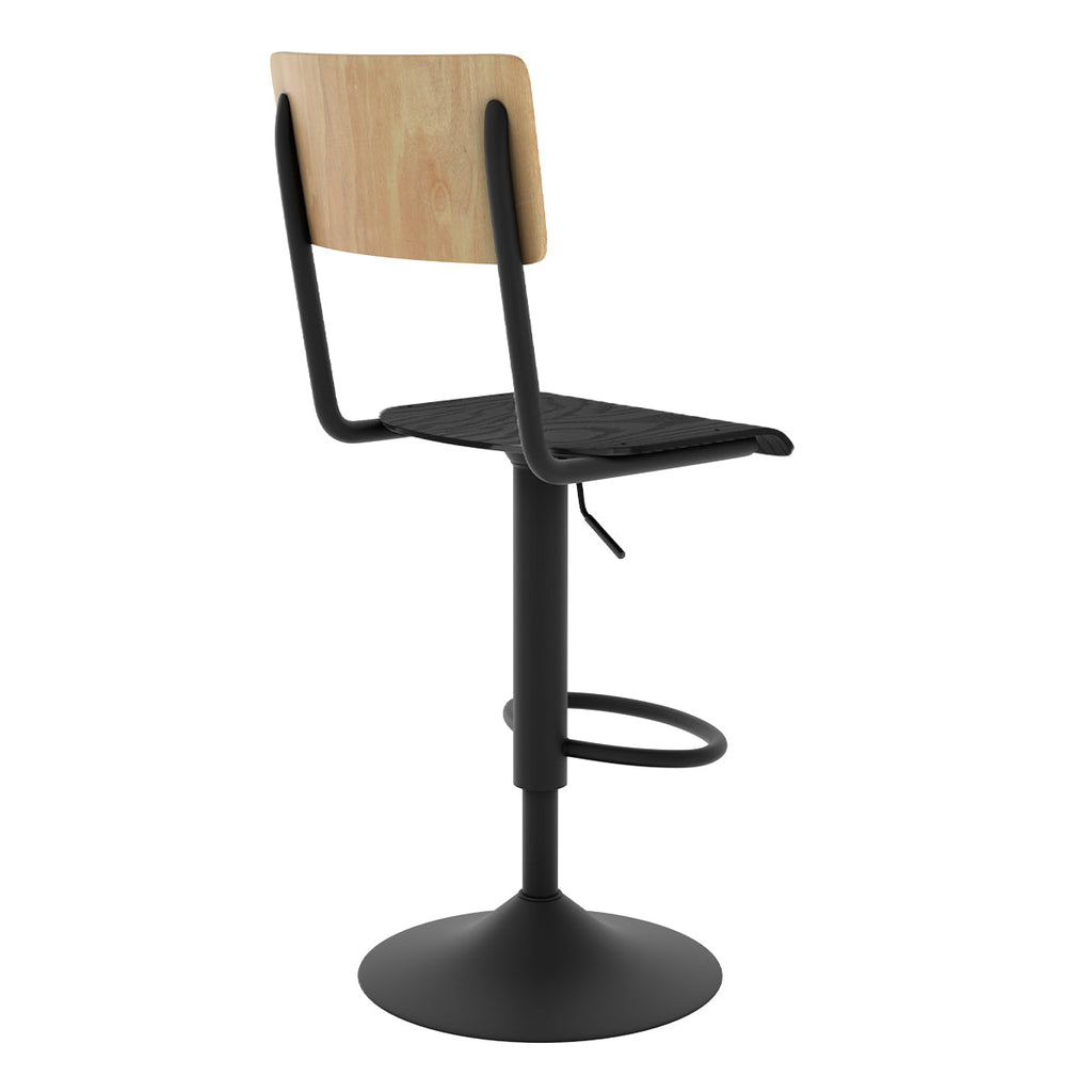 Clem - Lot De 2 Chaises De Bar Réglables En Bois Clair Et Noir