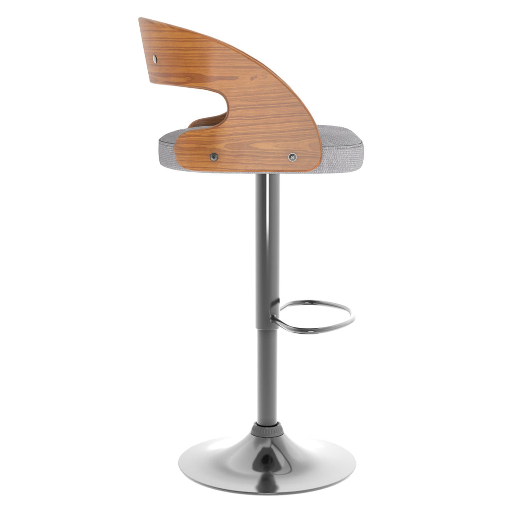 Louis - Chaise De Bar Réglable En Tissu Gris Clair