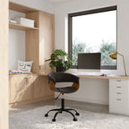 Basile - Chaise De Bureau Pivotante Sur Roulettes En Bois Et Pu Noir