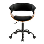 Basile - Chaise De Bureau Pivotante Sur Roulettes En Bois Et Pu Noir