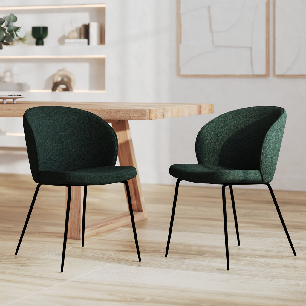Groom - Lot De 2 Chaises Vertes En Tissu Bouclette Et Pieds En Métal