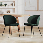 Groom - Lot De 2 Chaises Vertes En Tissu Bouclette Et Pieds En Métal