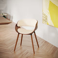 Polo - Silla en Piel Sintética Beige y Madera Chapada en Nogal