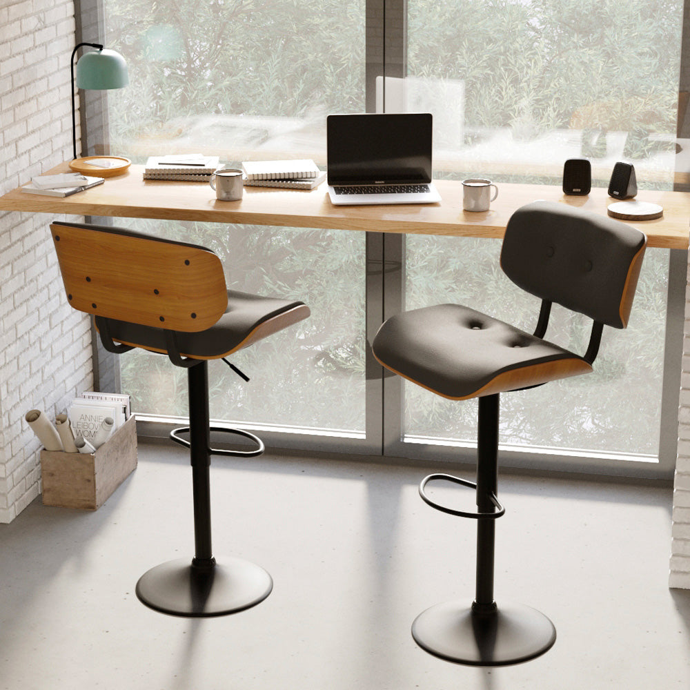 Melchior - Chaise De Bar Réglable En Cuir Synthétique Noir