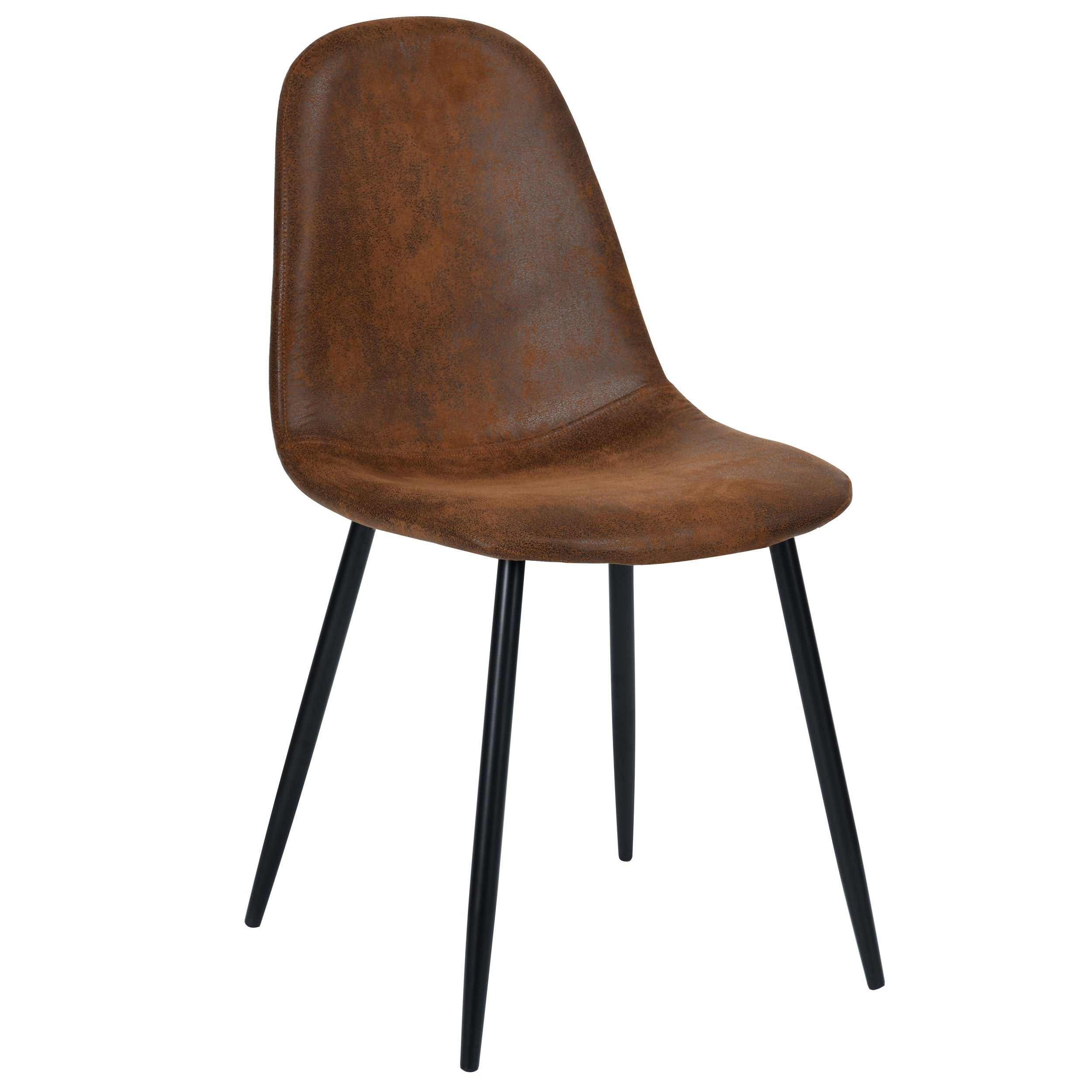 Malrik - Lot De 2 Chaises En Microfibre Marron Effet Vieilli