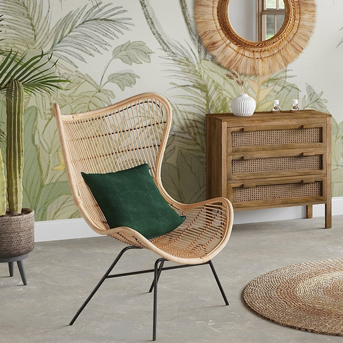 Tiki - Mango Wood And Canework 3 Drawer Chest