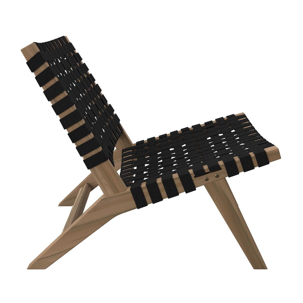 Tao - Sillón de jardín de teca y correas de tela negra