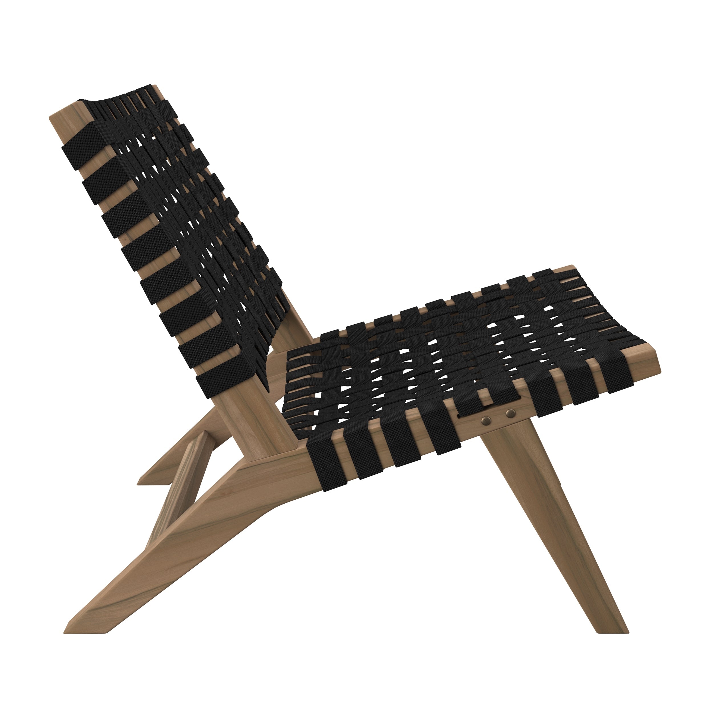 Tao - Sillón de jardín de teca y correas de tela negra