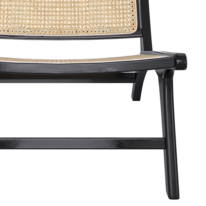 Kilka - Fauteuil En Teck Noir Et Tressage Cannage En Rotin
