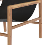 Apache - Sillón de Teca y Piel de Vaqueta Negra