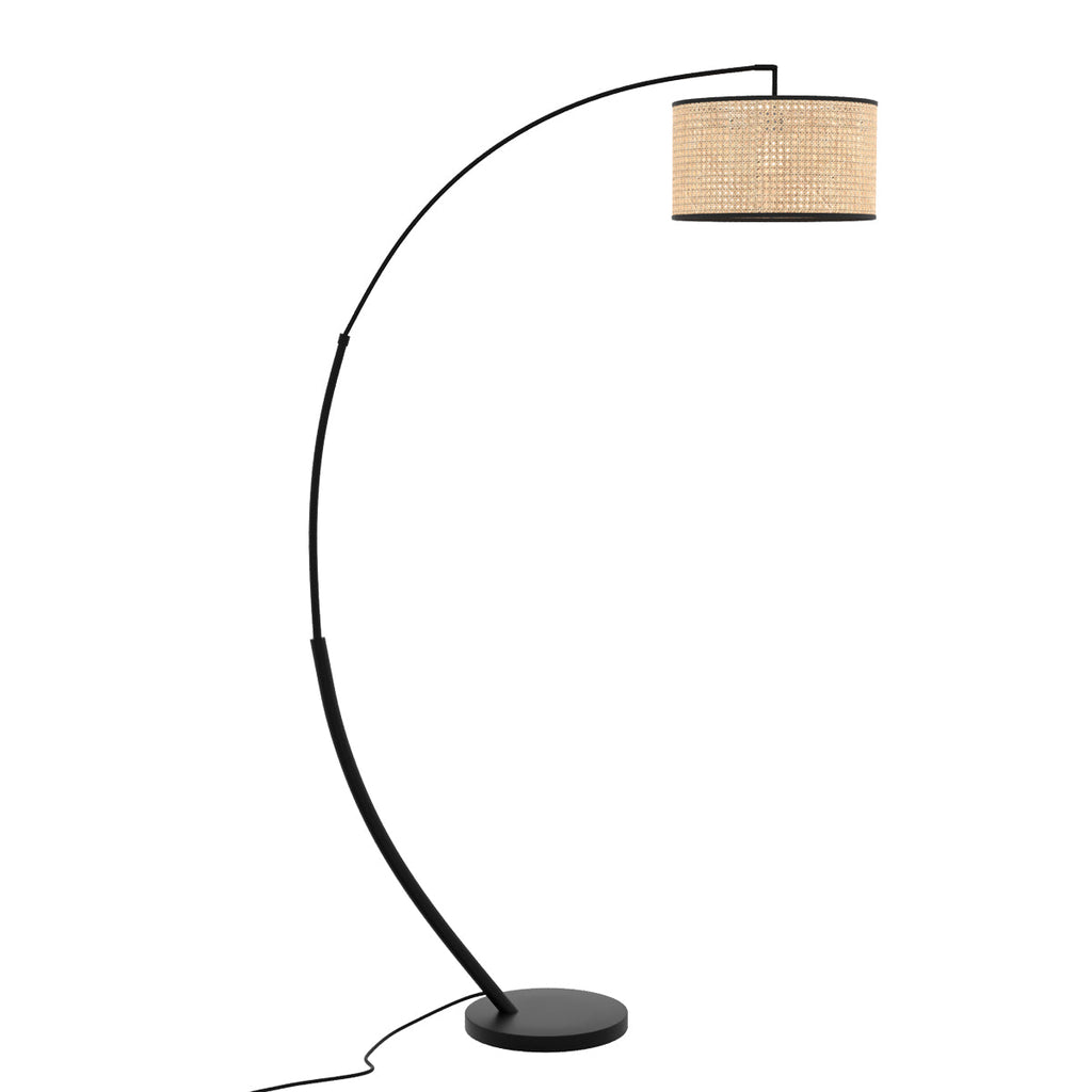 Aimée - Lampadaire En Rotin Et Métal Noir