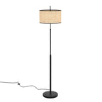 Aimée - Lampadaire En Rotin Et Métal Noir