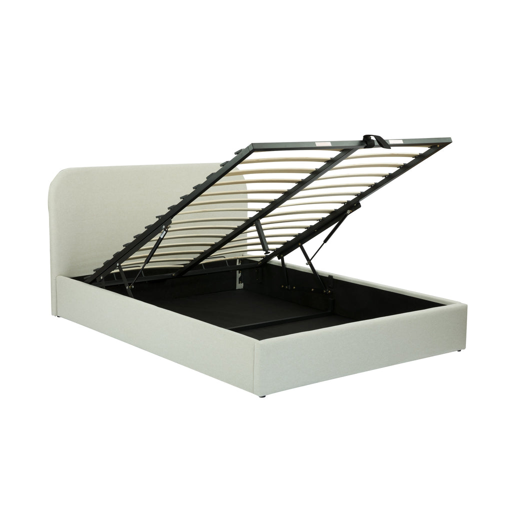 Tilly - Lit Double Avec Coffre En Tissu Gris/Beige
