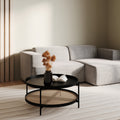 Lukut - Coffee Table In Cane And Black Mindi Wood