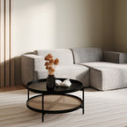 Lukut - Coffee Table In Cane And Black Mindi Wood