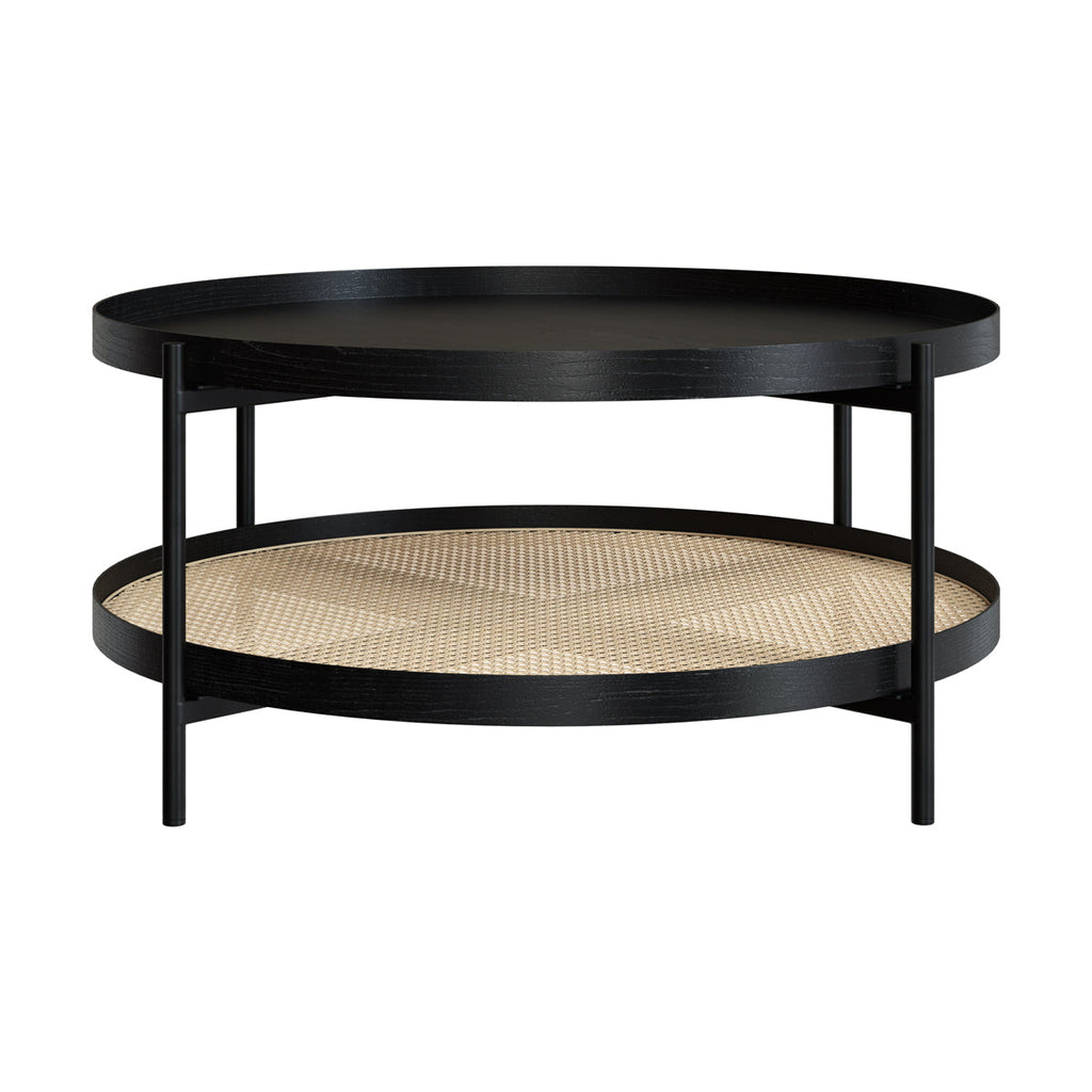 Lukut - Coffee Table In Cane And Black Mindi Wood