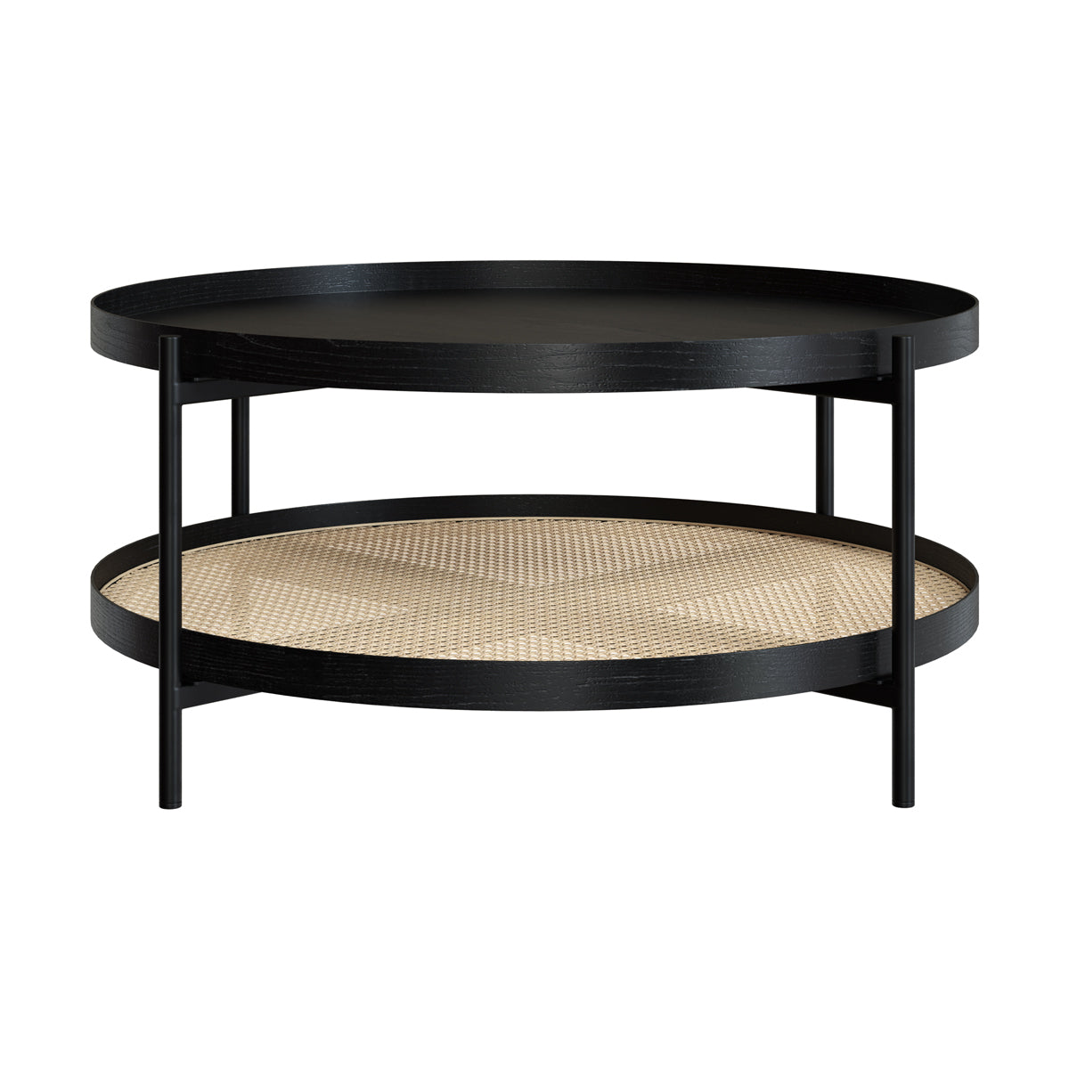 Lukut - Coffee Table In Cane And Black Mindi Wood