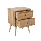 Cody - Table De Chevet 2 Tiroirs En Cannage Et Bois De Manguier