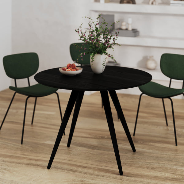 Liwa - Table Ronde 4 Personnes En Bois De Frêne Plaqué Noir