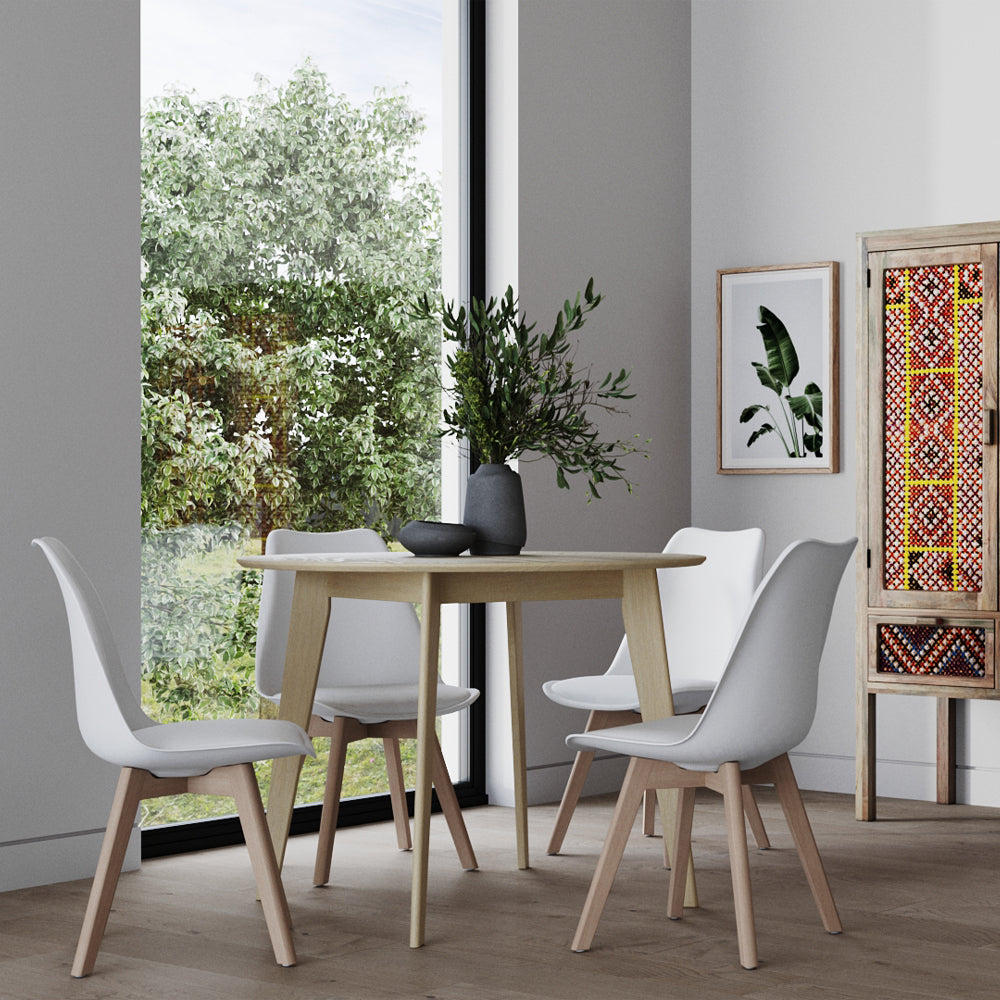 Réno - Table Ronde 4 Personnes En Bois Clair