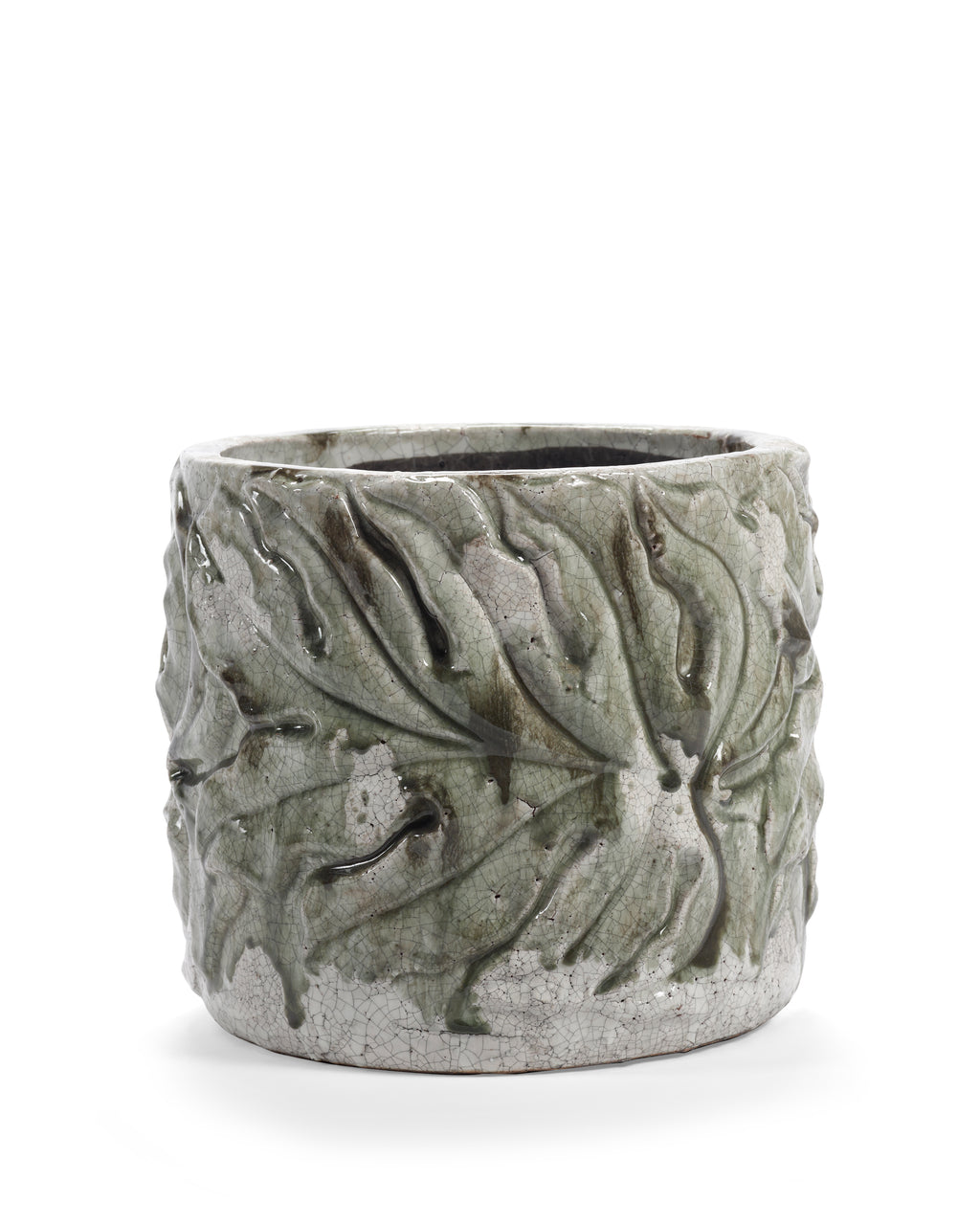Glazed Shades - Vaso Da Fiori - L - Grès - Verde Leaves