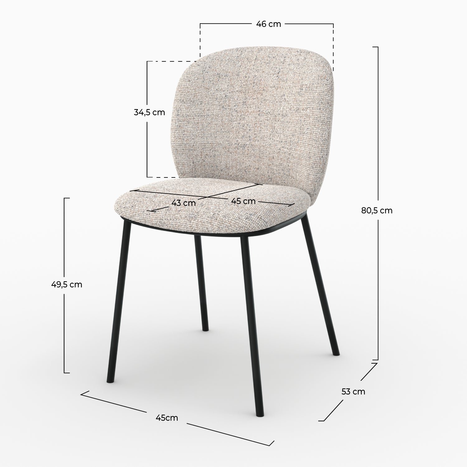 Adèle - Lot De 2 Chaises En Tissu Beige Chiné