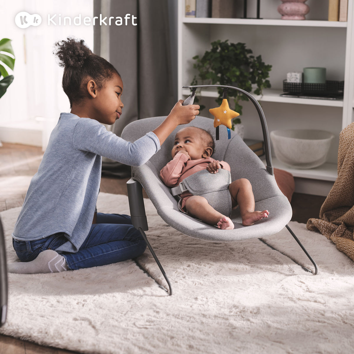 Chaise Haute Enock Avec Transat Calmee Gris