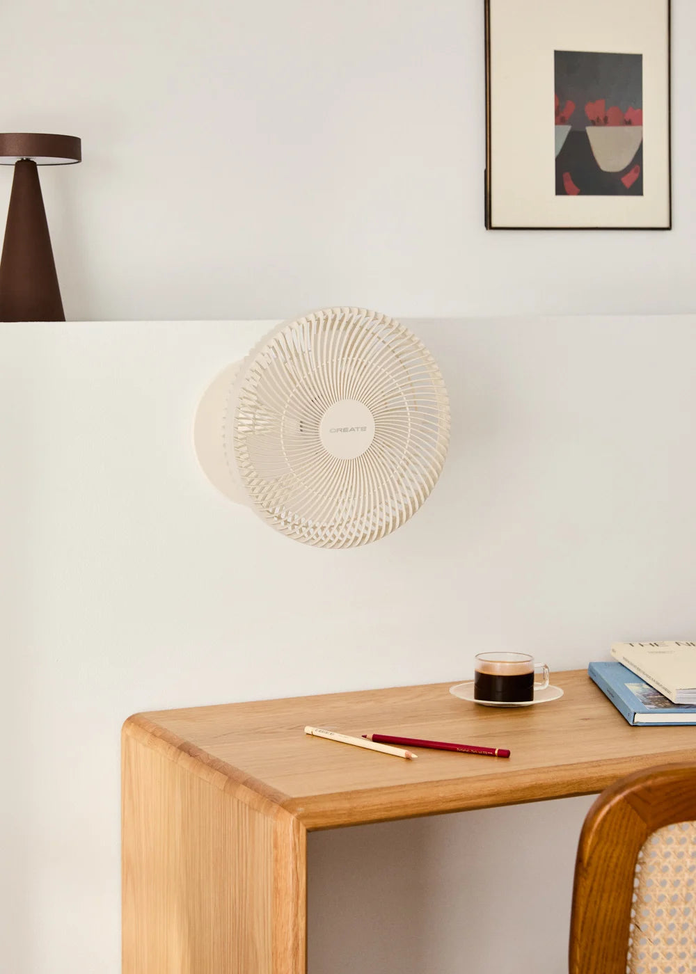 Air Dual Compact - Ventilateur De Table & Mural Rechargeable 10W - Blanc Cassé
