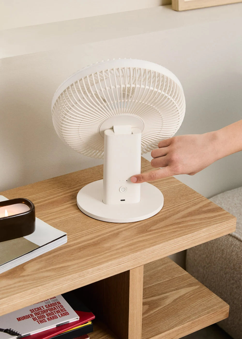 Air Dual Compact - Ventilateur De Table & Mural Rechargeable 10W - Blanc Cassé