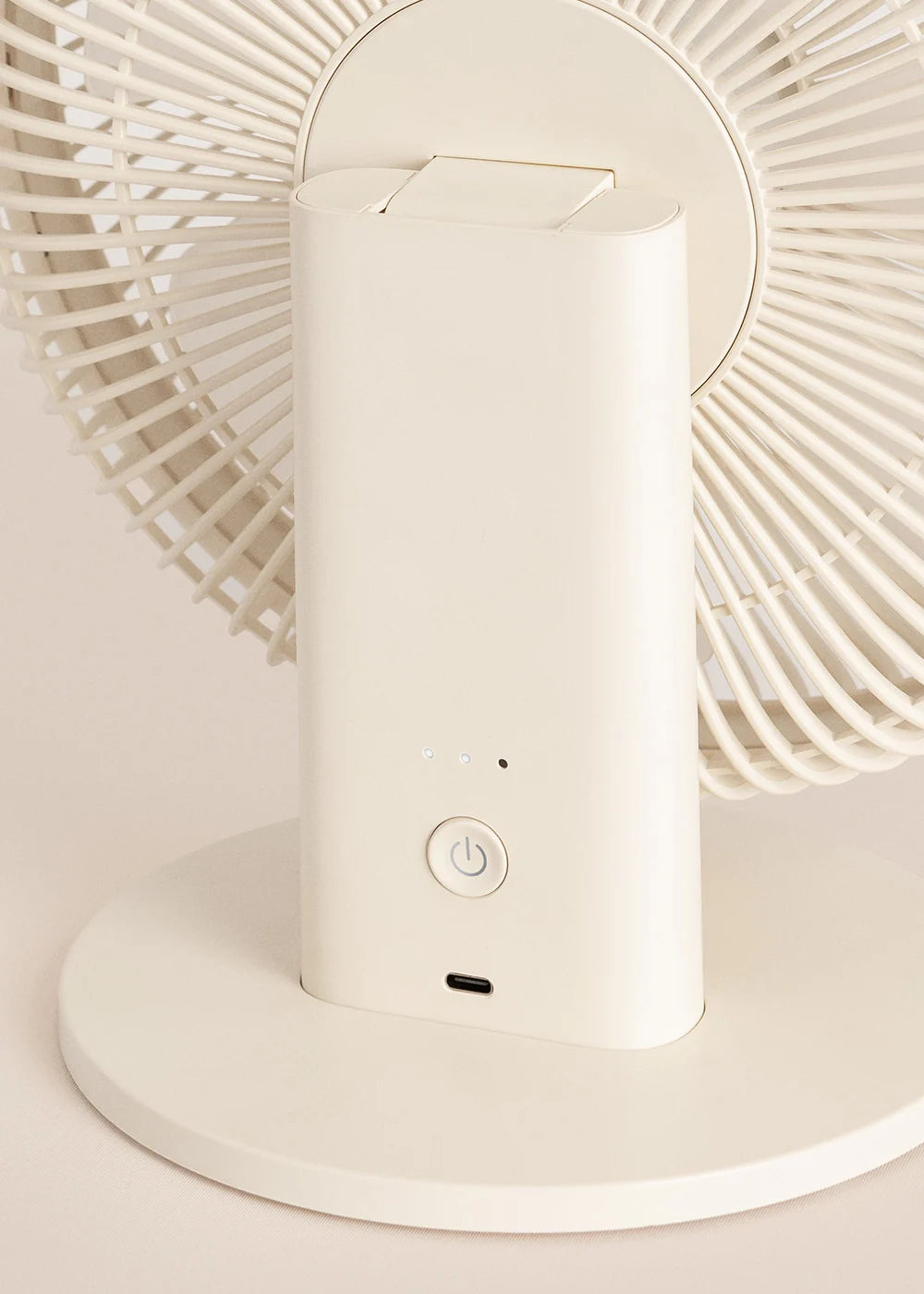 Air Dual Compact - Ventilateur De Table & Mural Rechargeable 10W - Blanc Cassé