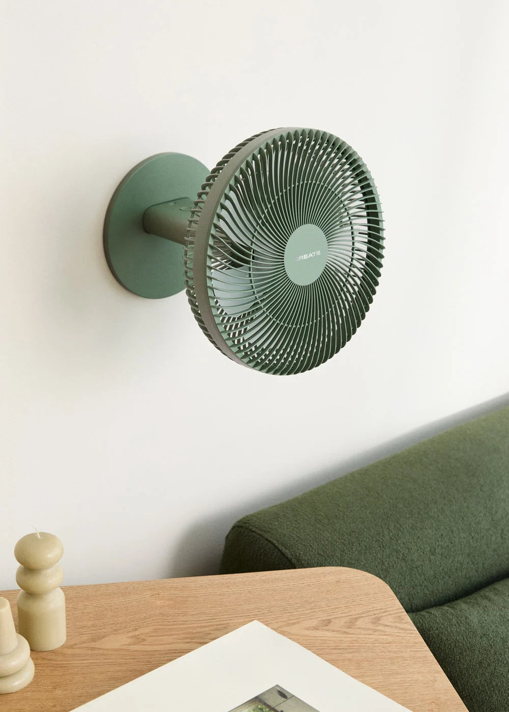 Air Dual Compact - Ventilateur De Table & Mural Rechargeable 10W - Sauge