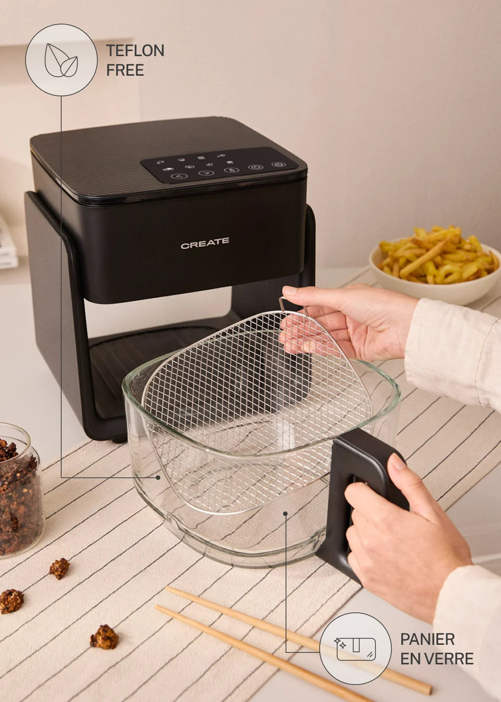 Air Fryer - 4.2 L Oil-Free Fryer with Water Sprayer - Black