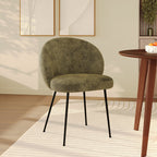 Bloomy - Chaise En Velours Chenillé Vert Olive Et Métal Noir