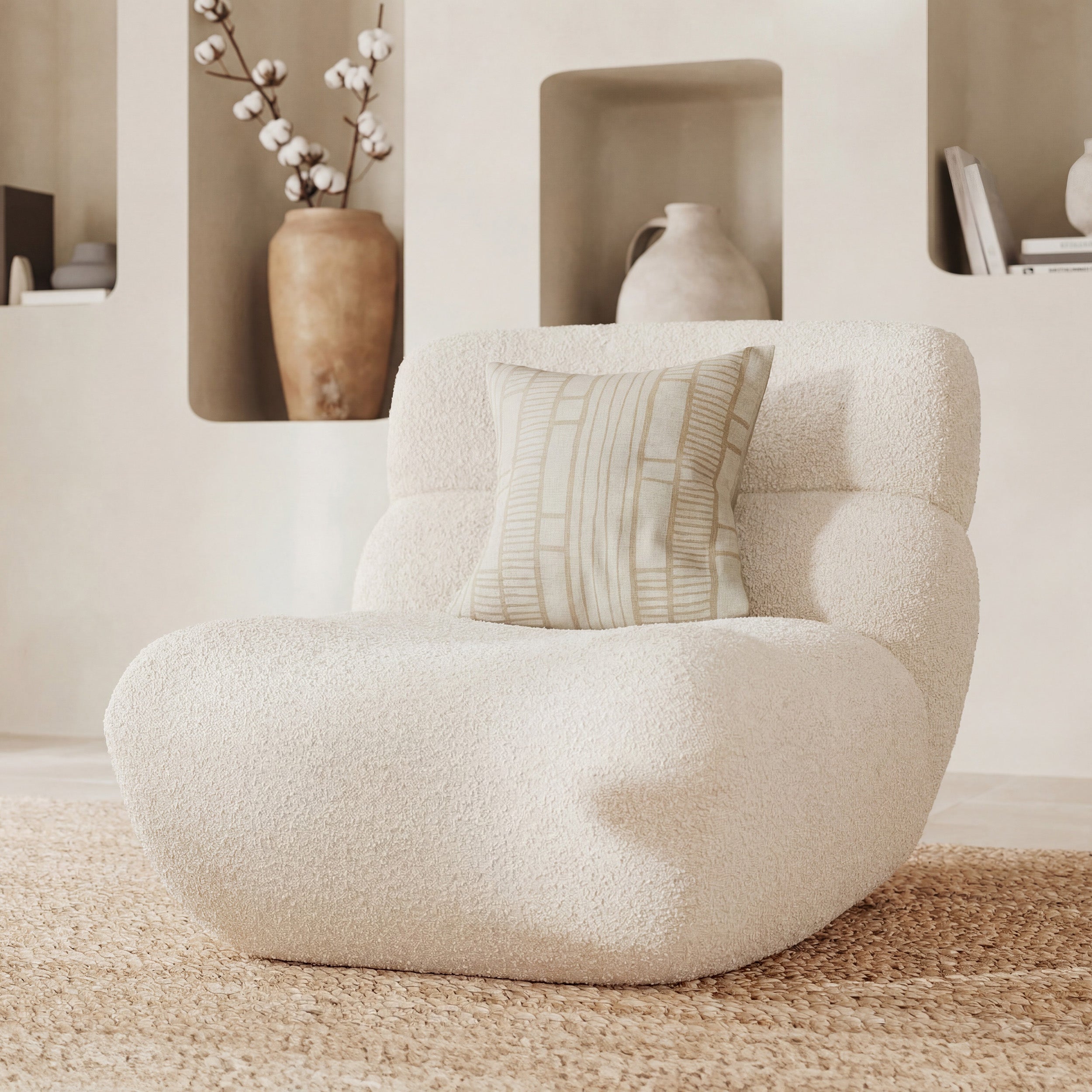 Teddy - Fauteuil En Tissu Bouclé Blanc