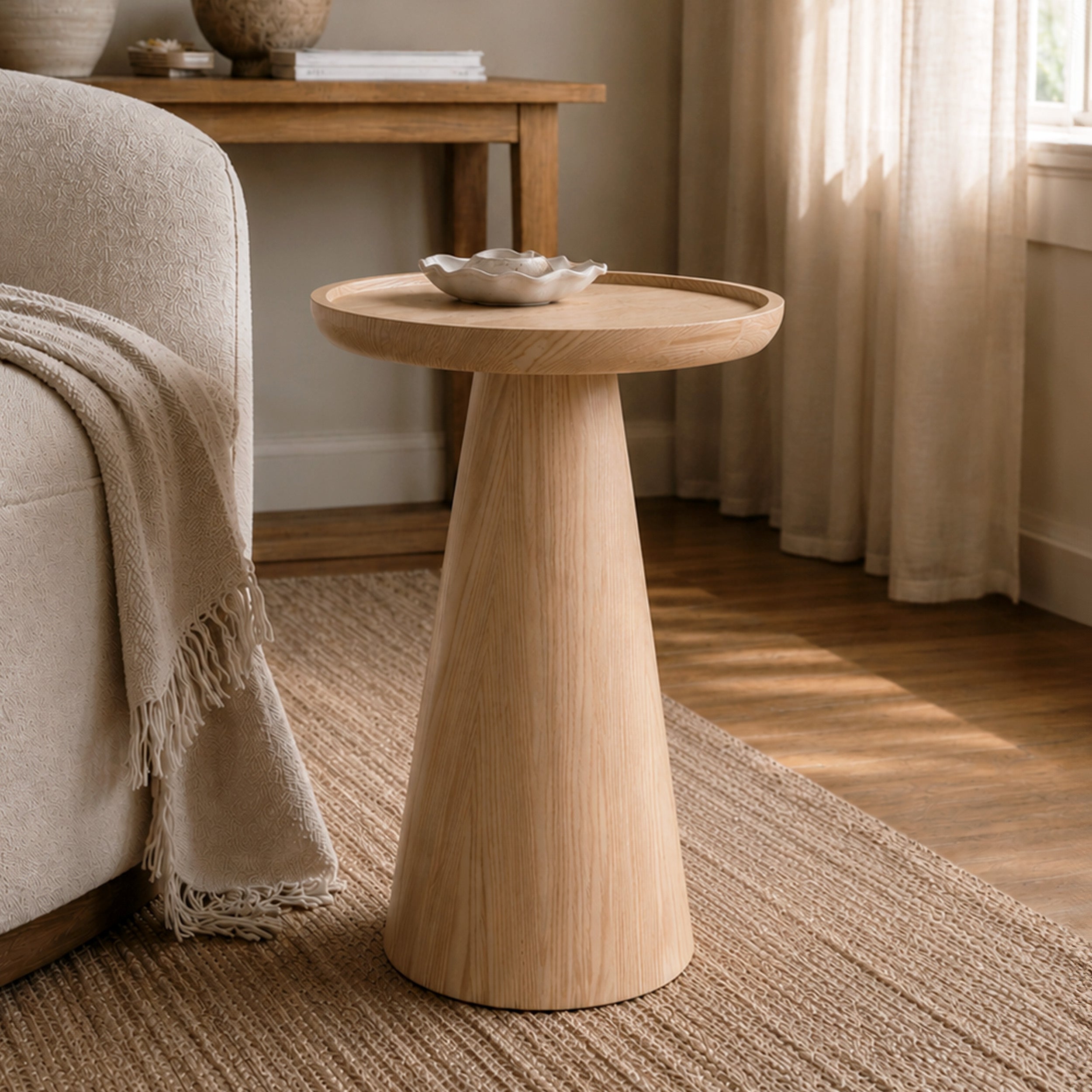 Côme - Table D'Appoint En Placage Chène Blanc