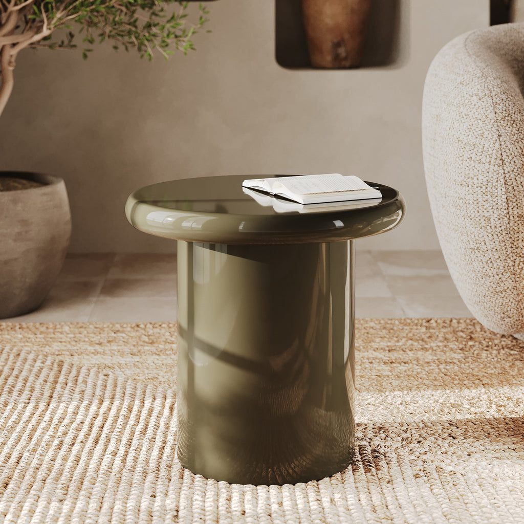 Apoline - Mesa auxiliar de Mdf lacado en verde caqui