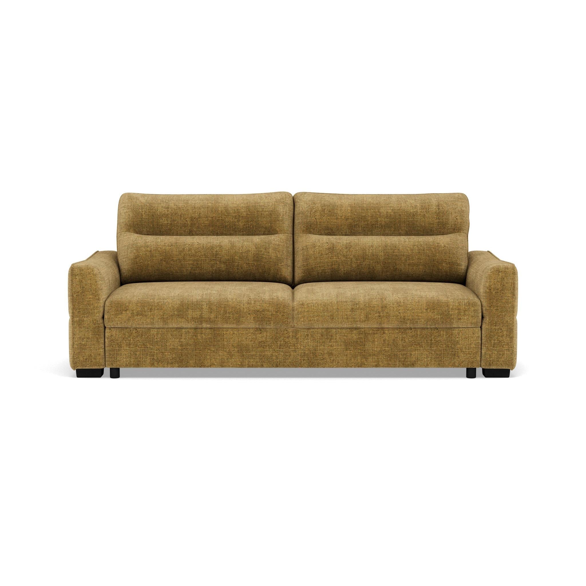 Anatole - Canapé Droit Convertible Avec Coffre - 3 Places - Velours Texturé - Jaune