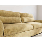 Anatole - Canapé Droit Convertible Avec Coffre - 3 Places - Velours Texturé - Jaune
