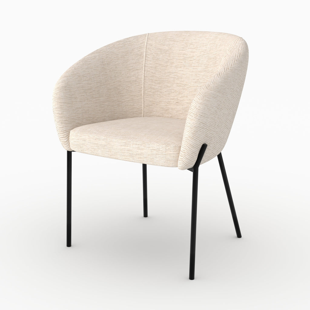 Andy - Chaise En Tissu Blanc Chiné Et Pieds En Métal Noir