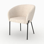 Andy - Chaise En Tissu Blanc Chiné Et Pieds En Métal Noir