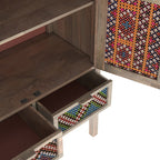 Massaï - 2 Door 2 Drawer Wardrobe In Mango Wood And Colored Canework