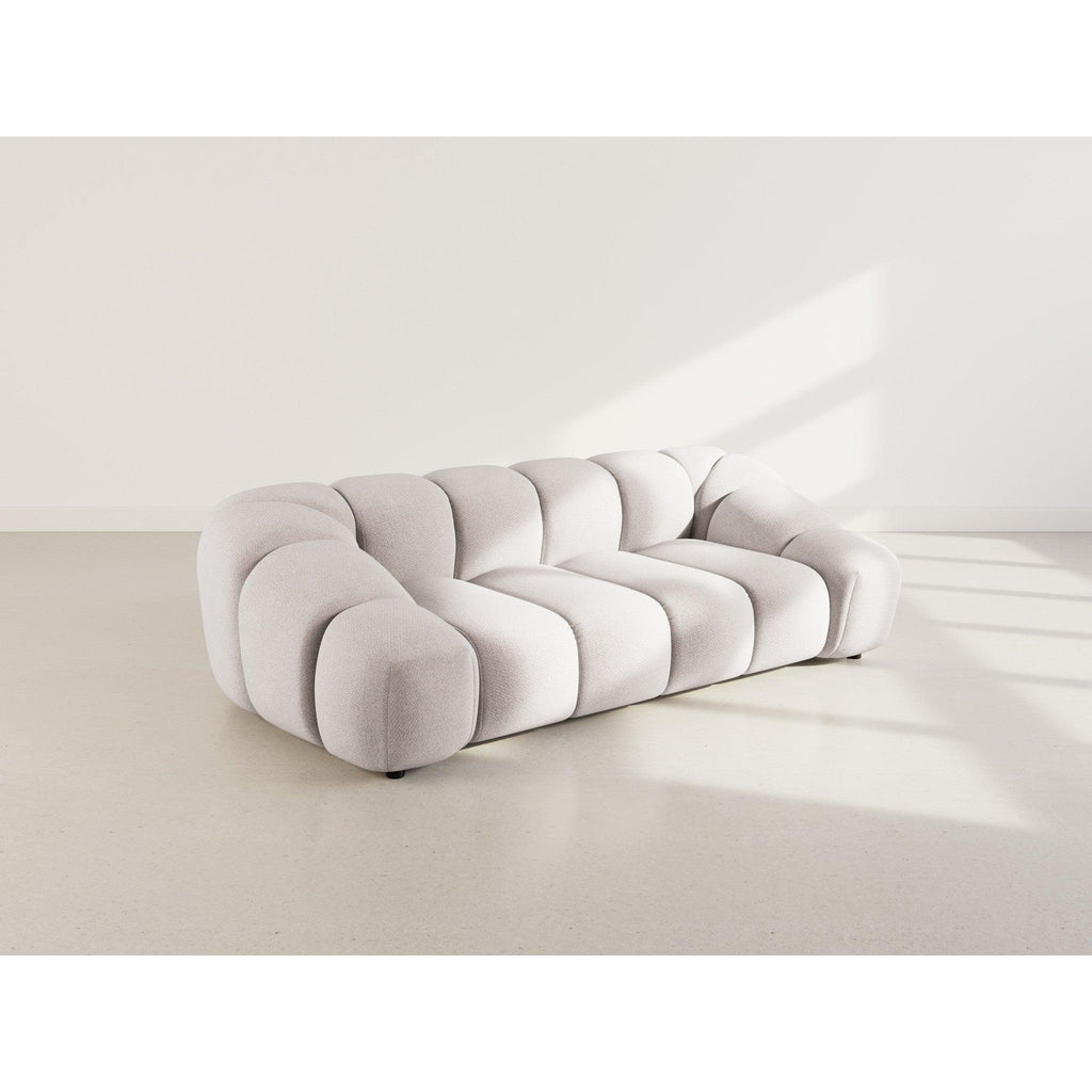 Ava - 3-Seater Sofa - Textured Velvet - Light Grey