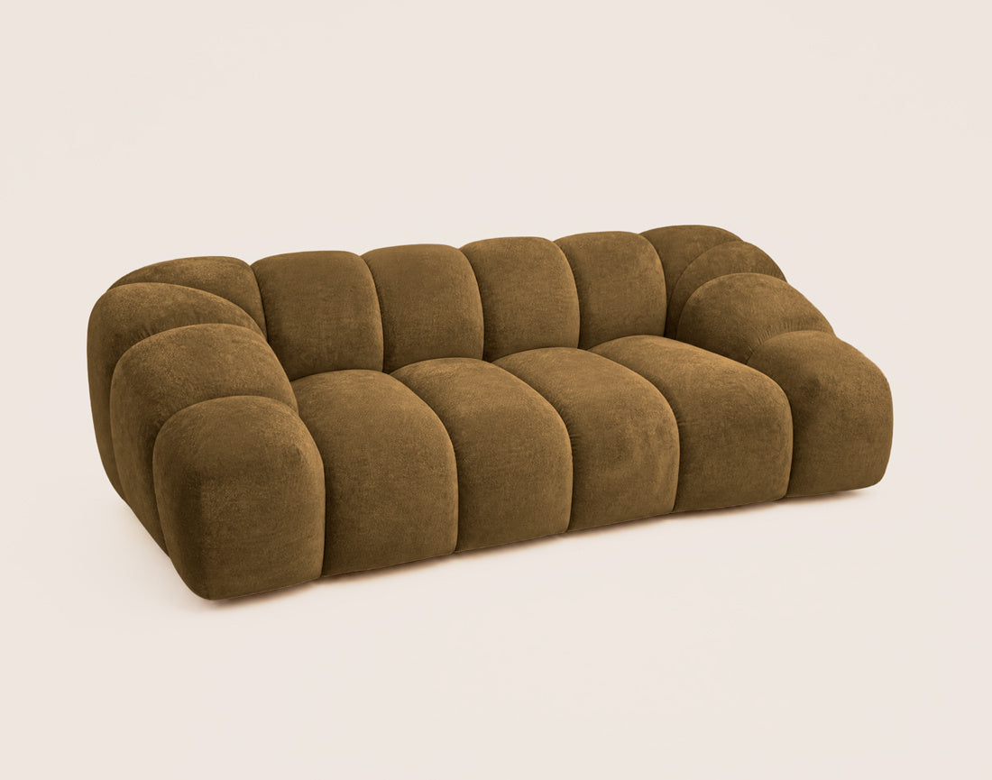 Ava - 3-Seater Sofa - Textured Velvet - Yellow