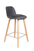 Albert Kuip 65 cm - Juego de 2 taburetes de bar y mostrador - Plástico de polipropileno - Gris oscuro