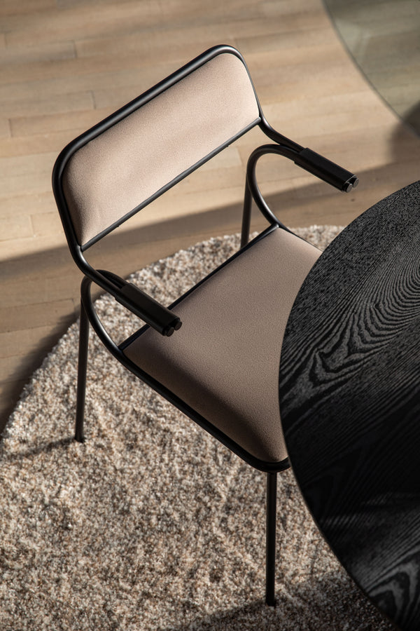 Alba - Lote De 2 Sillones De Comedor - Tela - Negro/Beige
