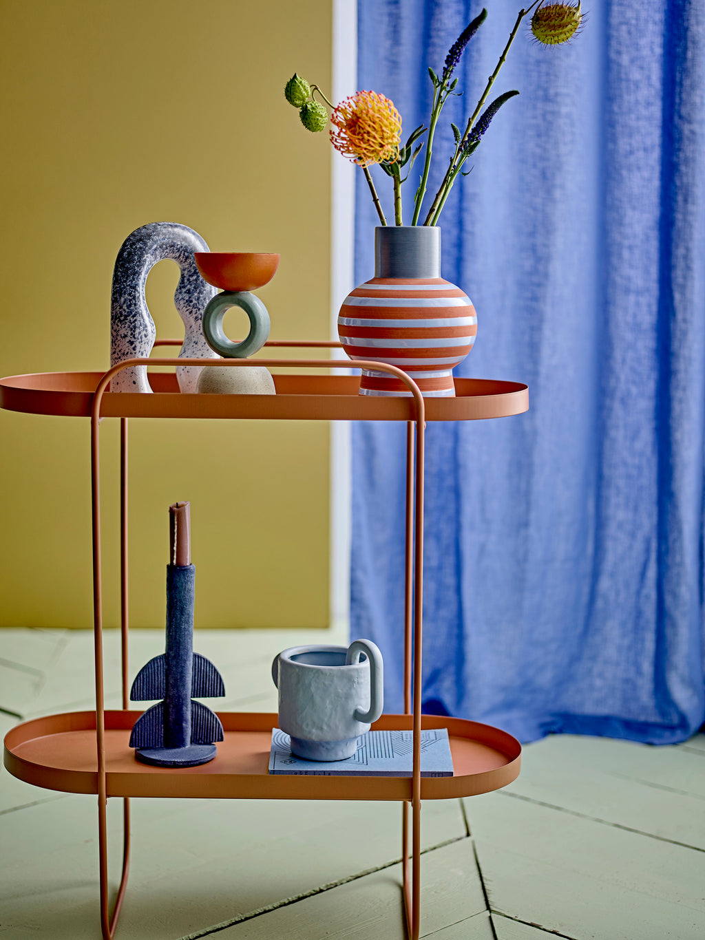 Bess - Candle Holder - Blue - Polyresin