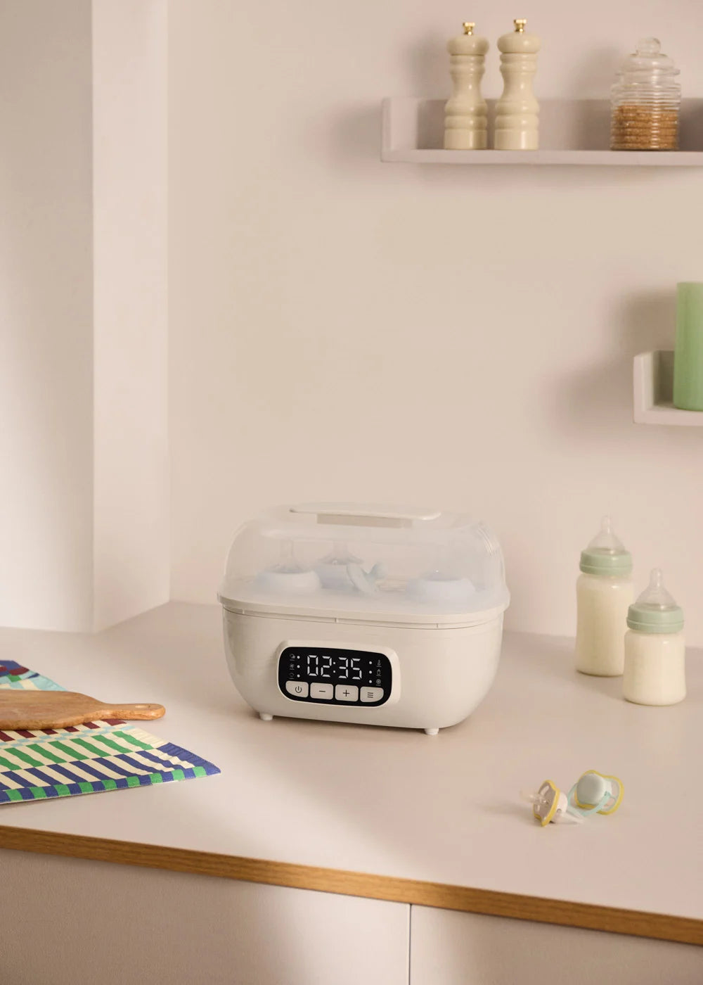 Baby Bottle Care - Multifunction Steriliser with Drying for 8 Bottles - Off-White