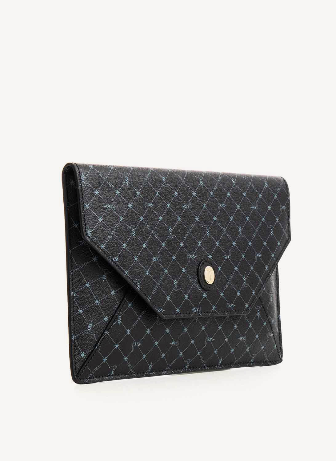 Trussardi - Clutch Monograma Negro - Negro - Mujer