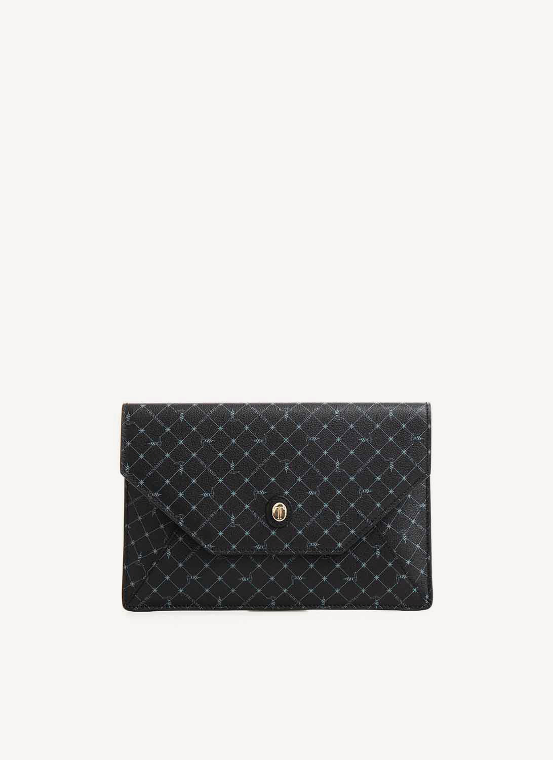 Trussardi - Clutch Monograma Negro - Negro - Mujer