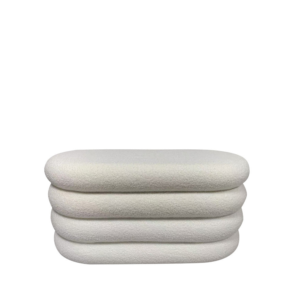Miro - Panca contenitore - Tessuto bouclé - Bianco